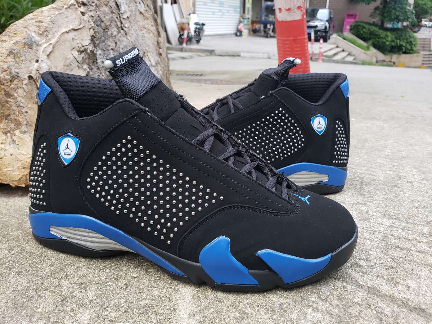 Supreme x Air Jordan 14 Black Royal Blue Shoes